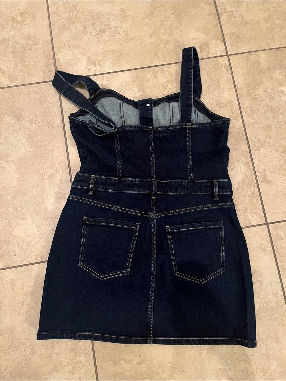 Shyanne Denim Dress blue western overall style denim and diamonds - Picture 2 of 6